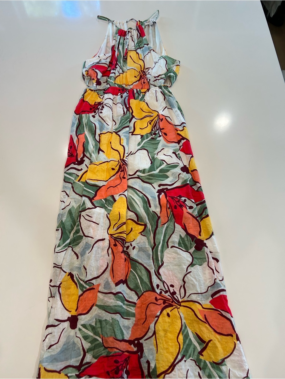 GILLI Floral Midi Dress in Yellow, Red, Orange, Green